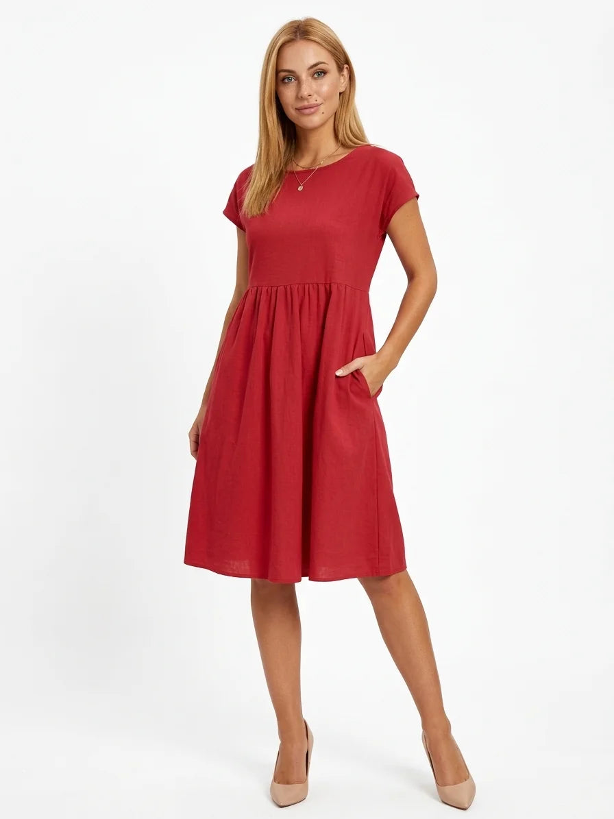 cotton a line summer dress Women's Eyelet A-Line Midi Dress  Cotton Blend Summer Style  Montleigh