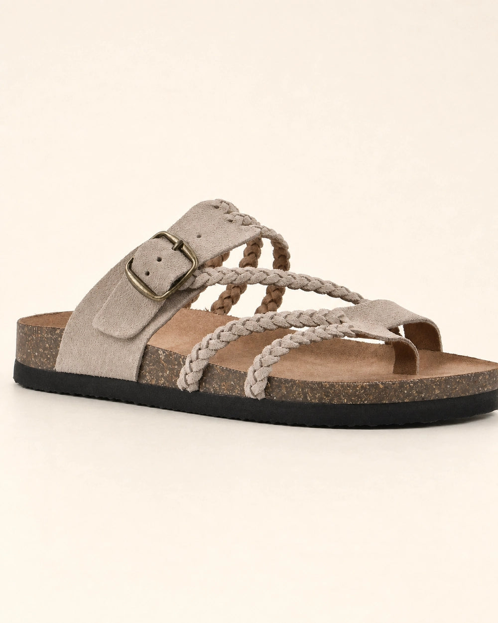 Women's Braided-Strap Flat Sandals with Buckle — image 11 — 11-apricot-variant.webp