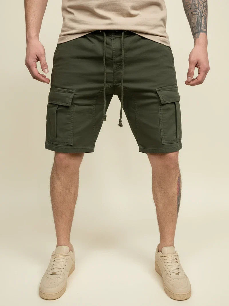 Momount Men Cargo Shorts – Drawstring Slim Fit Flap Pocket Cotton Casual