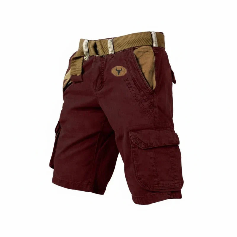 Momount Men Cargo Shorts – Washed Cotton Belted Knee Length Outdoor