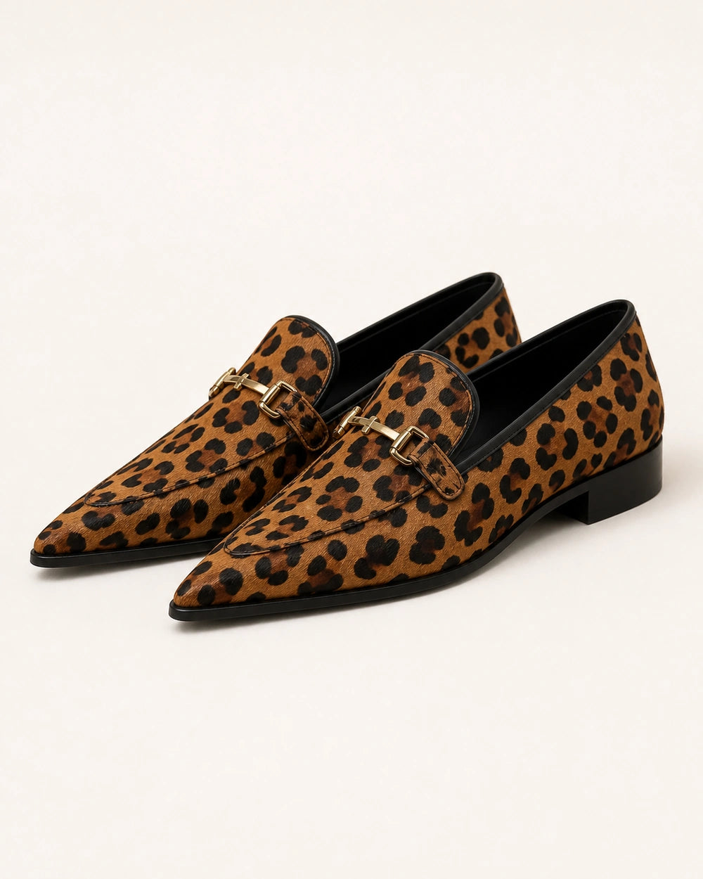 Women's Pointed Leopard Loafers with Metal Bit — product image 8