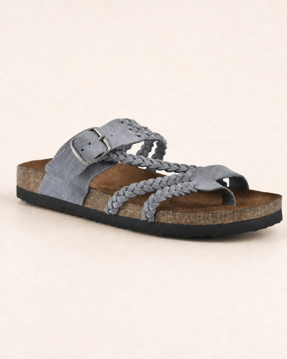 Women's Braided-Strap Flat Sandals with Buckle — image 9 — 09-grey-variant.webp