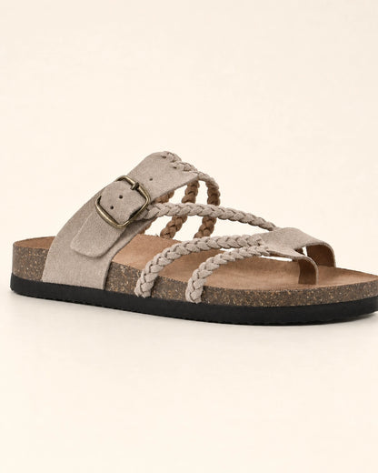 Women's Braided-Strap Flat Sandals with Buckle — image 11 — 11-apricot-variant.webp