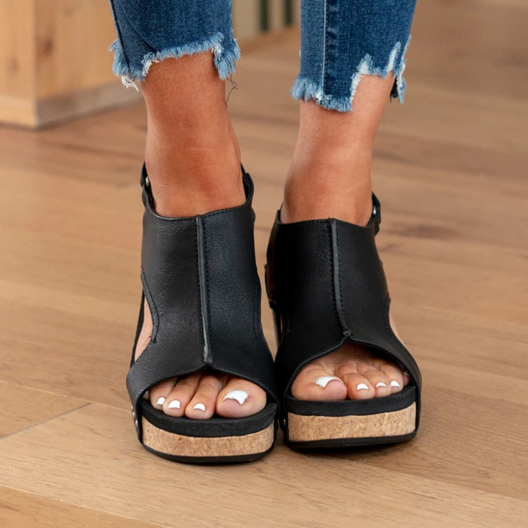 Momount Women Wedge Sandals Comfort Cork Platform Casual Summer Cushioned Support Lightweight Open Toe Slip On