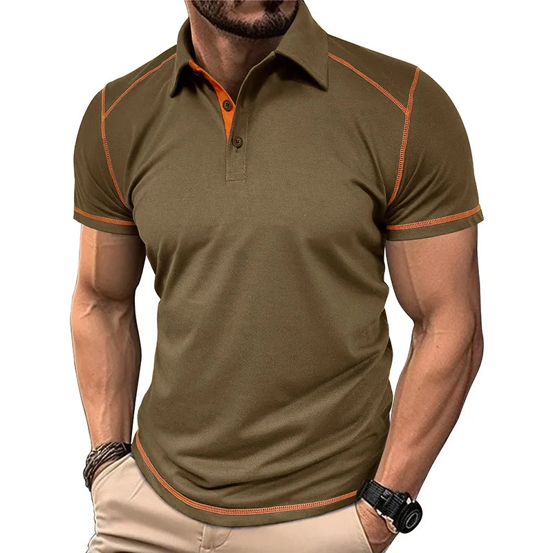 Momount Men Polo Shirt – Contrast Stitching Athletic Fit Short Sleeve