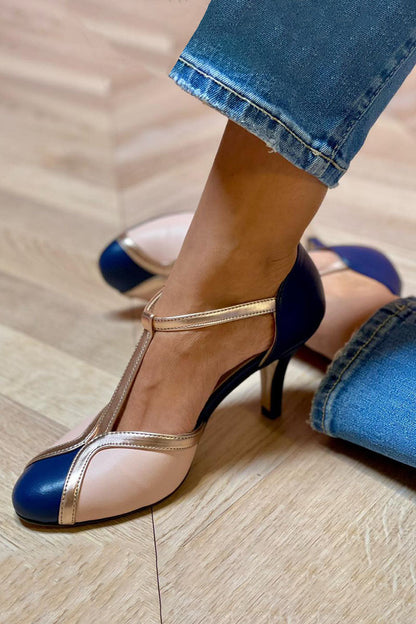 Adrienne | Mary Jane Two Tone High Heel Pumps