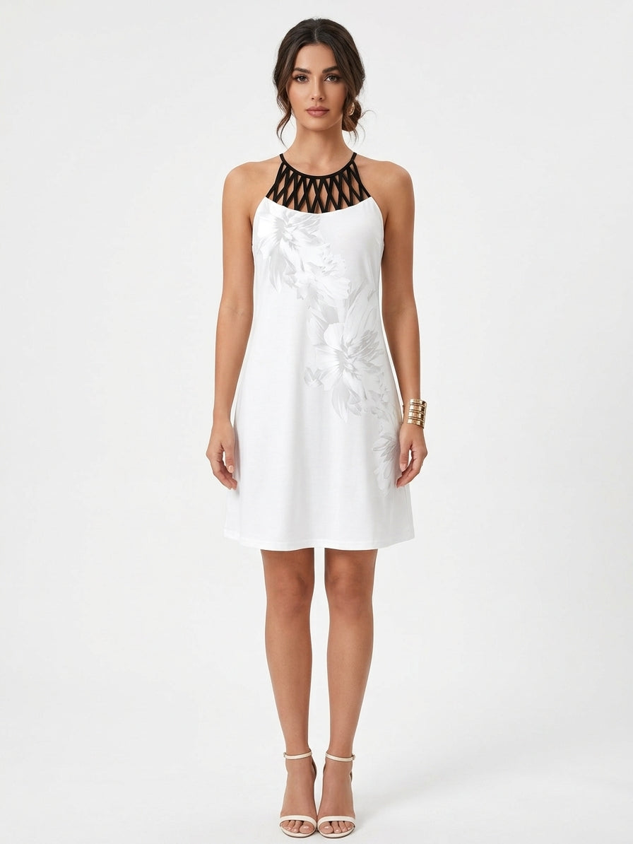 Gabriella Summer Midi Dress | Chic, Casual, Vibrant - White - front