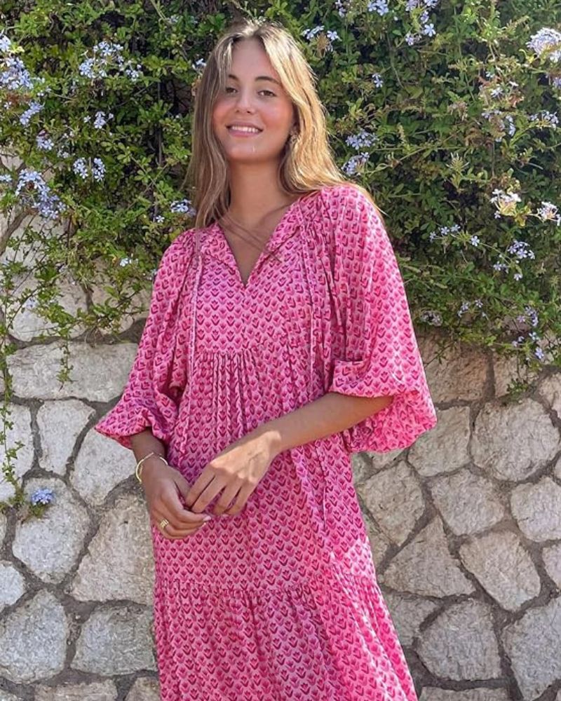 Bellanova | Boho Printed V Neck Tiered Summer Maxi Dress