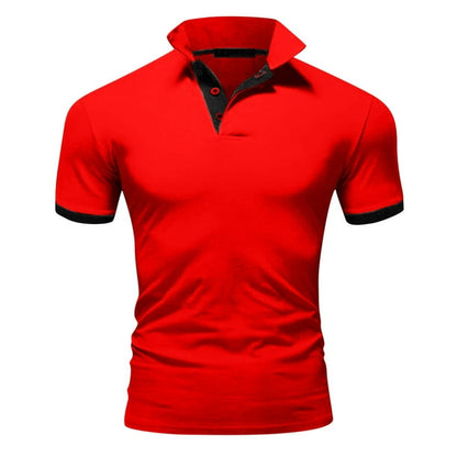 Momount Men Polo Shirt – Stand Collar Contrast Trim Slim Fit