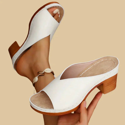 Miralena | Silver Metallic Platform Block Heel Slide Sandals