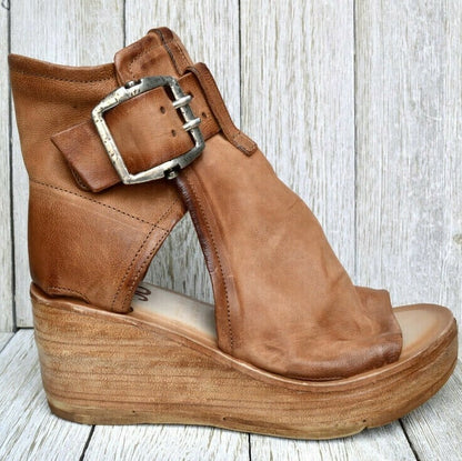 Cordova | Suede Buckle Platform Wedge Sandals