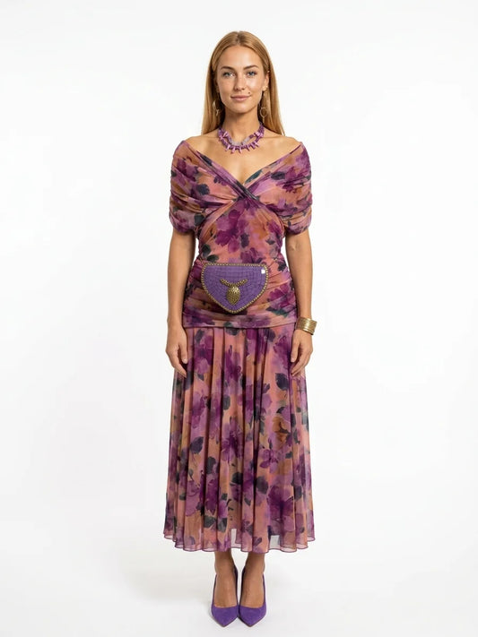 Andrea Wrap Dress | Feminine Drape, Elegant Movement - Floral - front