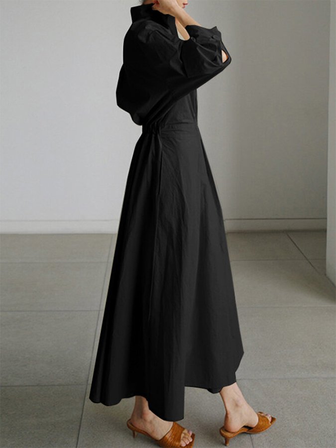 Evangelia | Elegant Cotton Button Down Midi Dress