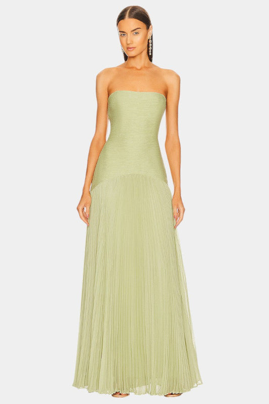 Aurelia | Strapless Pleated Chiffon Maxi Dress with Fitted Bodice - Formal Event