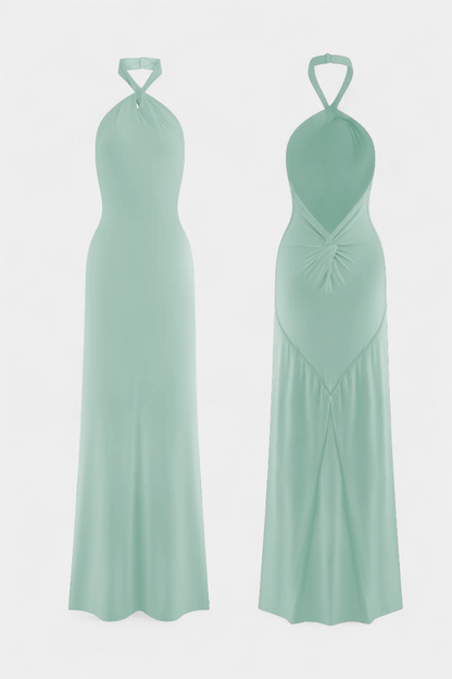 Momount Women’s Bodycon Maxi Dress – Halter Neck Sleeveless Elegant Evening Dress