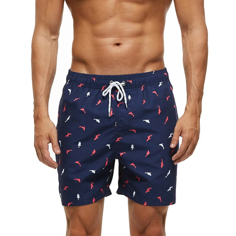 Momount Men Swim Shorts – Striped Drawstring Quick Dry Summer Beach