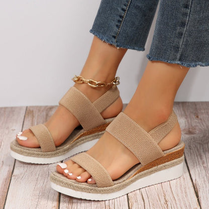 Momount Women Sport Sandals – Wide Elastic Strap Platform Open Toe Walking
