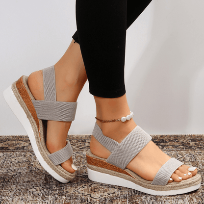 Momount Women Sport Sandals – Wide Elastic Strap Platform Open Toe Walking