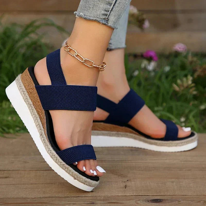 Momount Women Sport Sandals – Wide Elastic Strap Platform Open Toe Walking