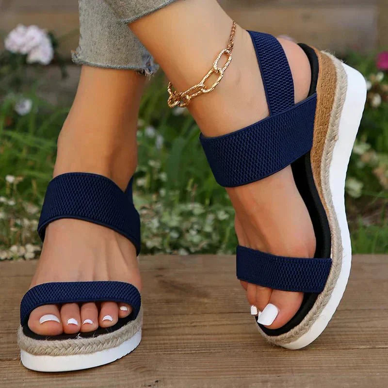 Momount Women Sport Sandals – Wide Elastic Strap Platform Open Toe Walking