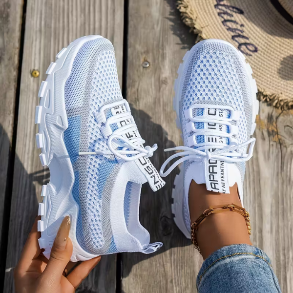 Momount Women Chunky Sneakers – Mesh Lace-Up Platform Color-Block Dad-Style