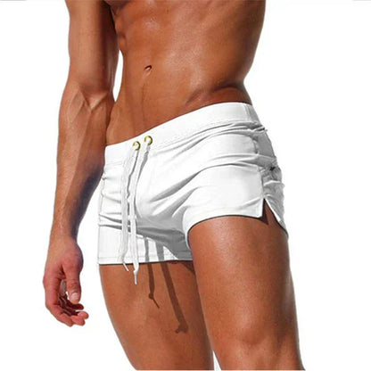Momount Men Swim Shorts – Drawstring Zipper Pocket Slim Fit Quick Dry