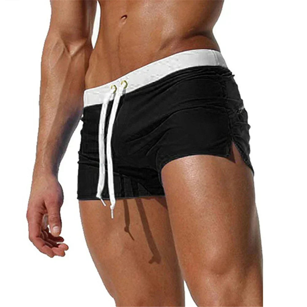 Momount Men Swim Shorts – Drawstring Zipper Pocket Slim Fit Quick Dry