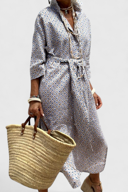 Momount Women’s Shirt Midi Dress – Striped Long Sleeve Casual Summer Beach Dress