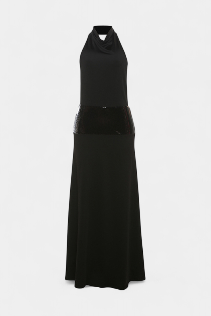 Momount Women’s Summer Maxi Dress – Sleeveless Halter Neck Draped Elegant Party Dress