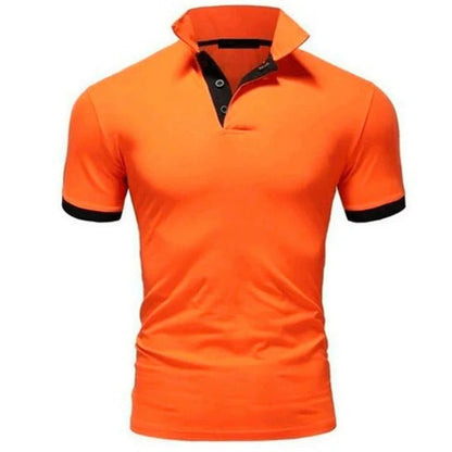 Momount Men Polo Shirt – Stand Collar Contrast Placket Slim Fit