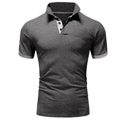Momount Men Polo Shirt – Stand Collar Contrast Placket Slim Fit
