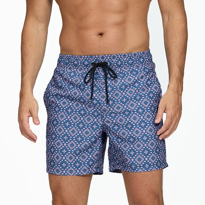 Momount Men Swim Shorts – Striped Drawstring Quick Dry Summer Beach