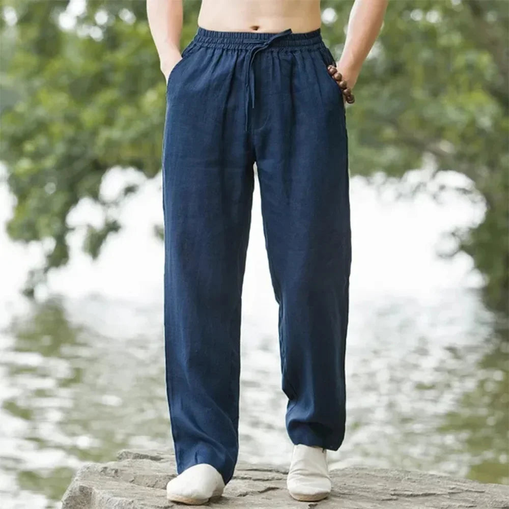 Momount Men Linen Wide Leg Pants