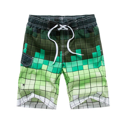 Momount Men Swim Shorts – Geometric Print Drawstring Knee Length Surf