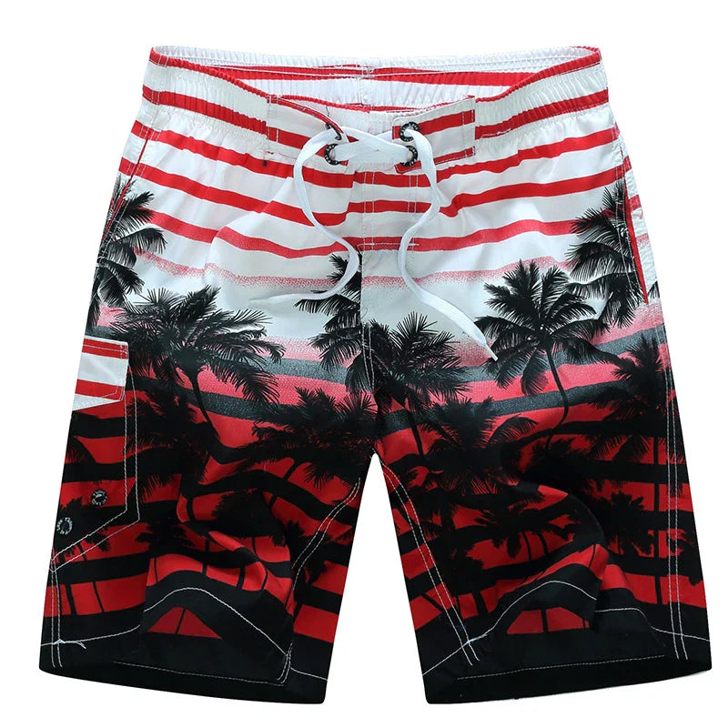 Momount Men Swim Shorts – Geometric Print Drawstring Knee Length Surf