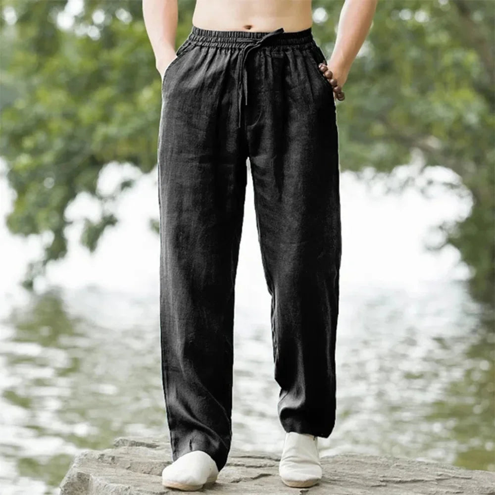 Momount Men Linen Wide Leg Pants