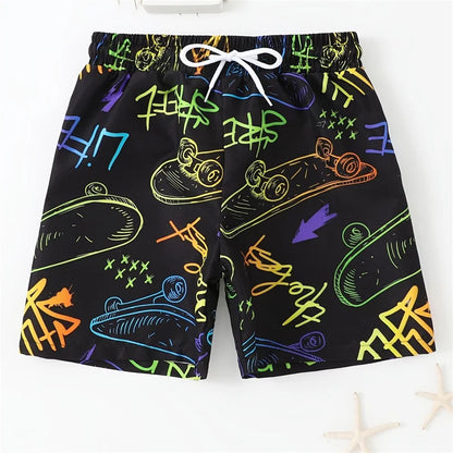 Momount Men Swim Shorts – Gaming Controller Print Drawstring Mid Length