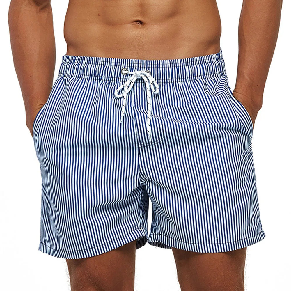 Momount Men Swim Shorts – Kiwi Print Drawstring Quick Dry Mid Length