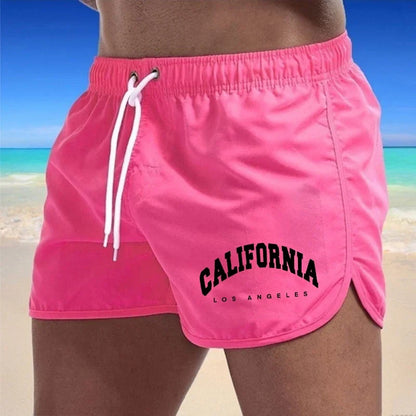 Momount Men Swim Shorts – California Print Drawstring Quick Dry Beach