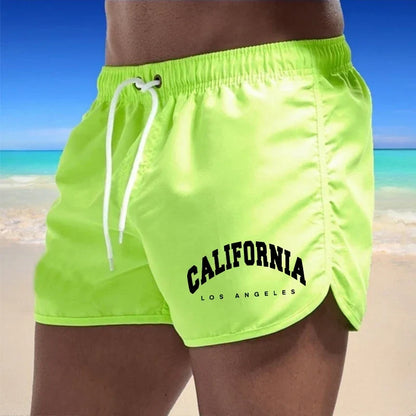 Momount Men Swim Shorts – California Print Drawstring Quick Dry Beach