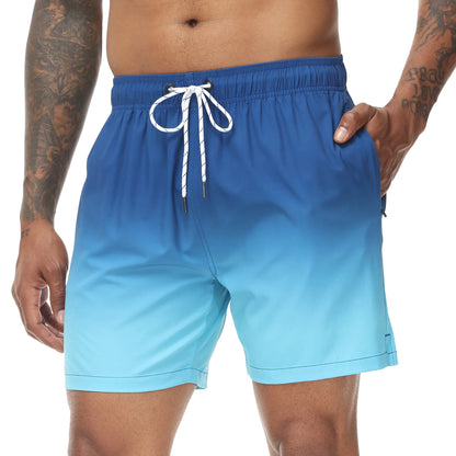 Momount Men Swim Shorts – Gradient Drawstring Quick Dry Beach Summer