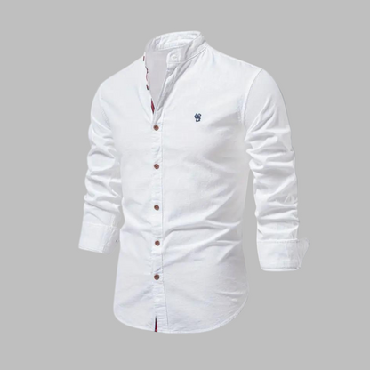 Momount Men Shirt – Long Sleeve Mandarin Collar Button Up Military