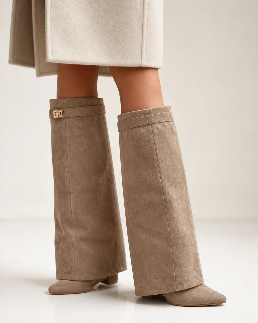 Arabella women's khaki suede knee-high boots – 05 detail webp