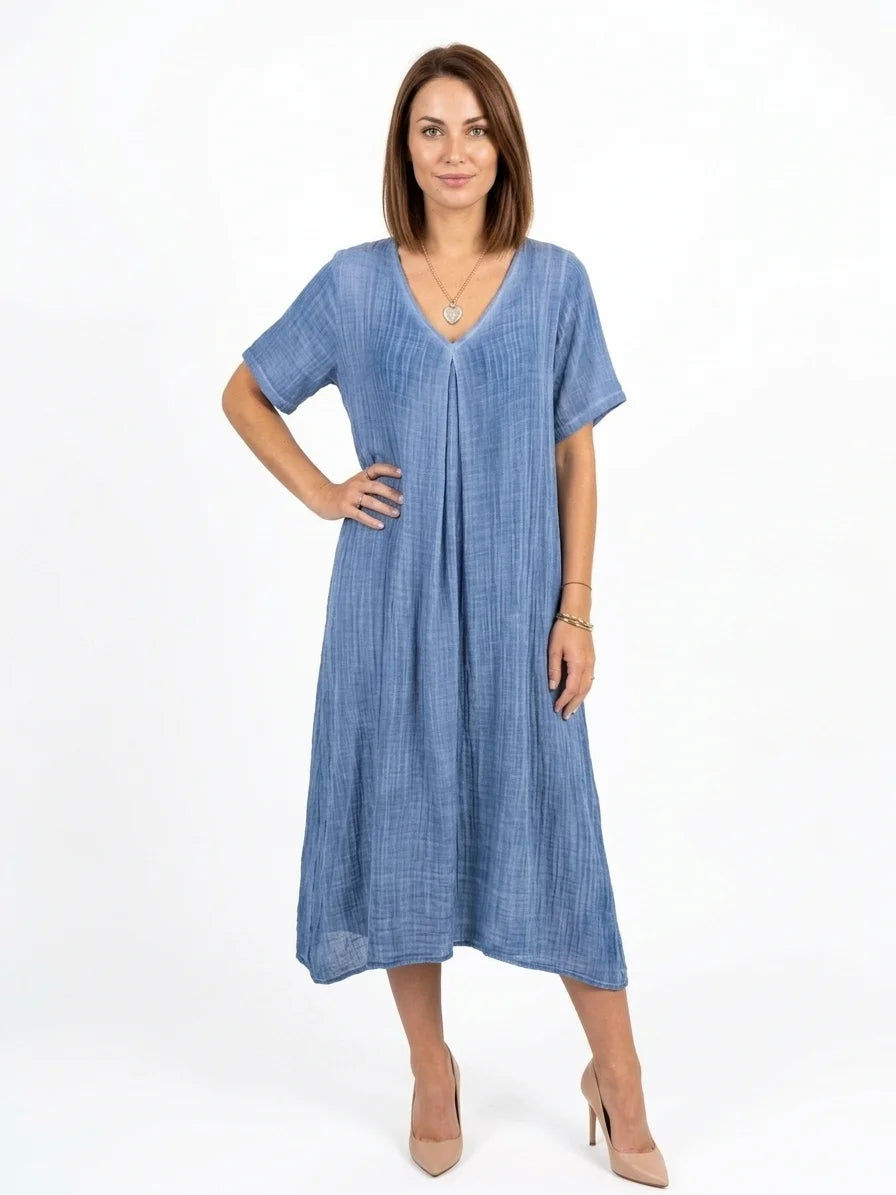 Alia Boho Summer Dress | Bohemian, Alluring, Vibrant - Blue - front