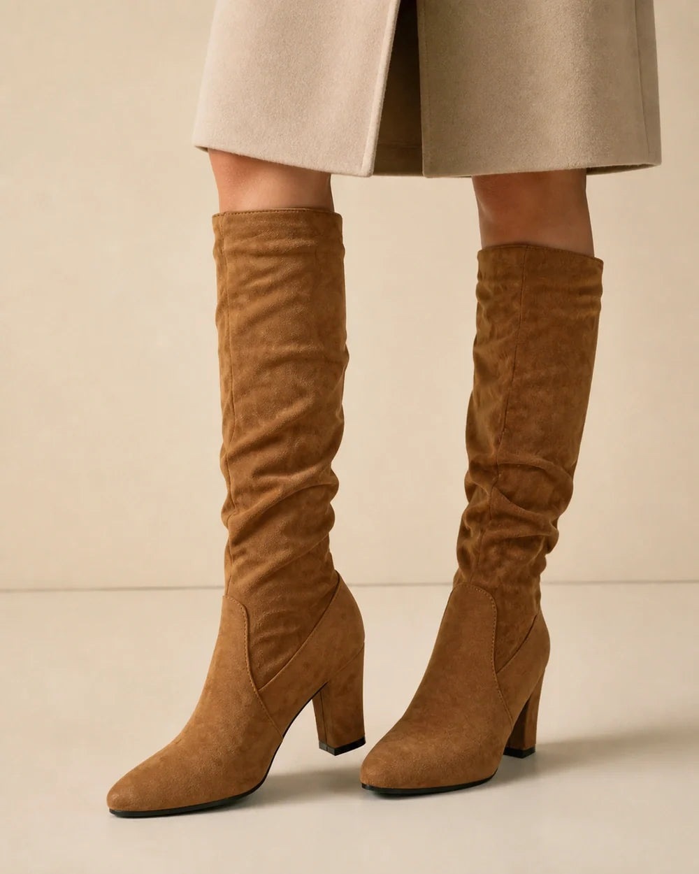 Caroline women's pleated knee-high boots – 05 detail webp