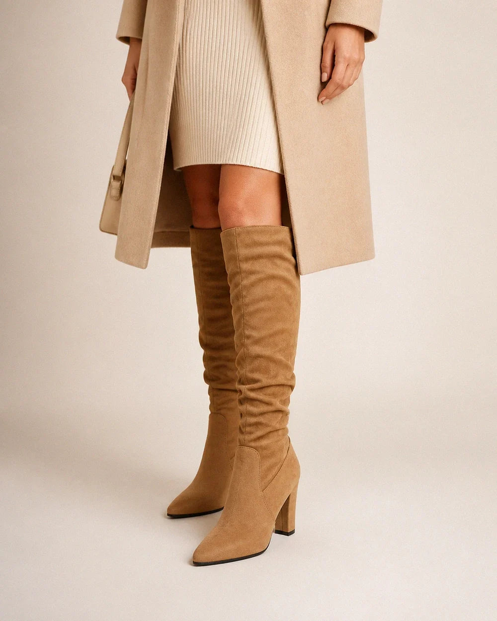 Caroline women's pleated knee-high boots – 09 curry webp