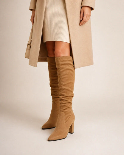 Caroline women's pleated knee-high boots – 09 curry webp