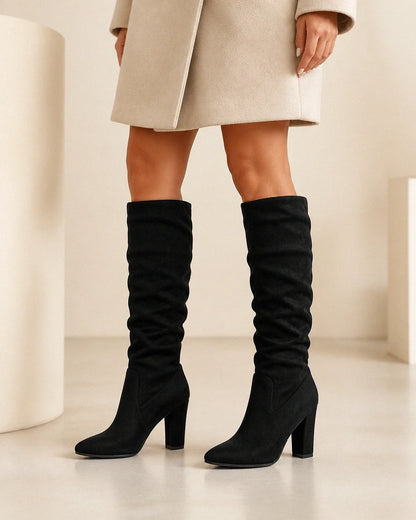 Caroline women's pleated knee-high boots – 11 black webp