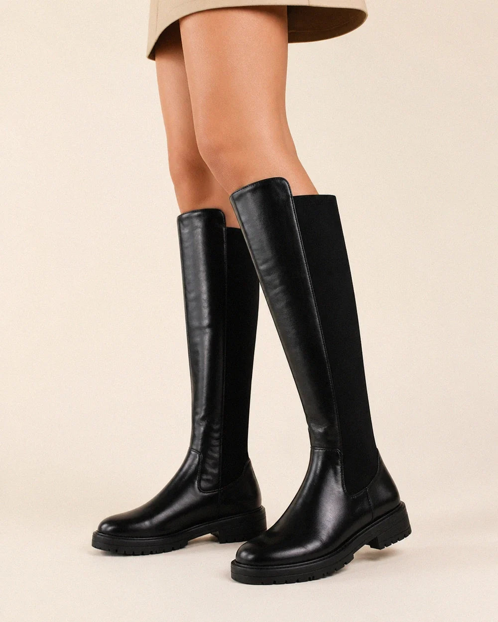 Claudia women's stretch knee-high boots – 01 hero black pu webp