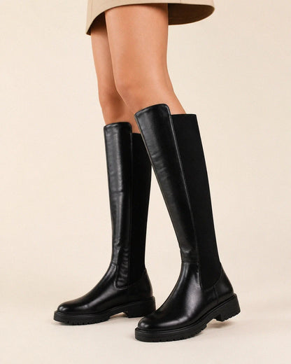 Claudia women's stretch knee-high boots – 01 hero black pu webp